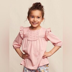 NWT Matilda Jane sz 10 Pinky Promise Top Pink Eyelet Lace Tunic Peasant Sleeves